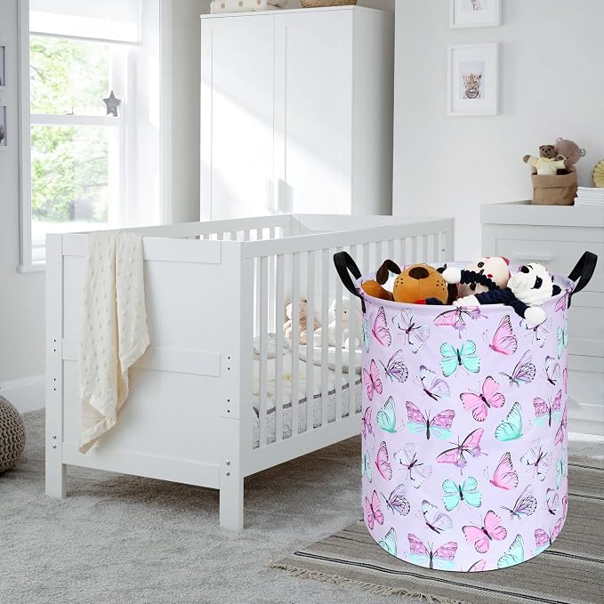 KUNRO Round Laundry Gift Basket Storage Hamper, Clothes Storage Organizer Bins - Image 7