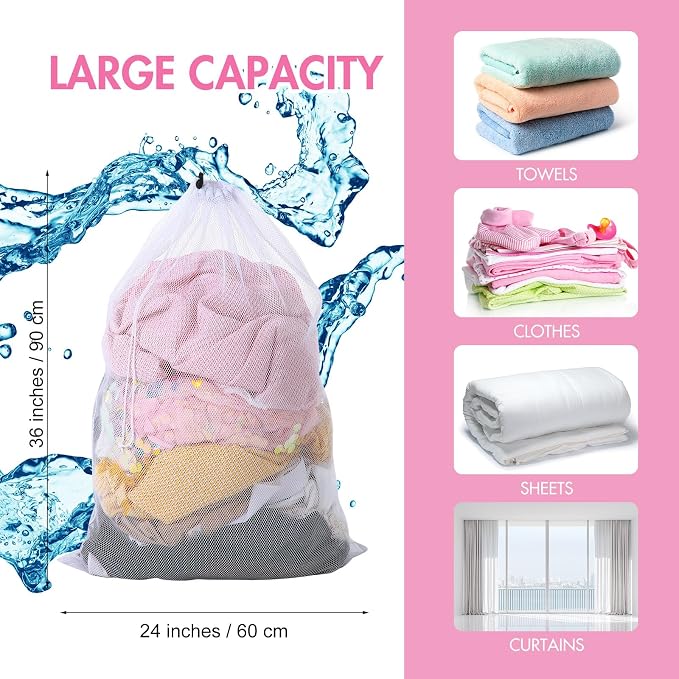 Berlune Large Mesh Laundry Bags, 24 x 36 Inch Bulk Wash Set - Image 2