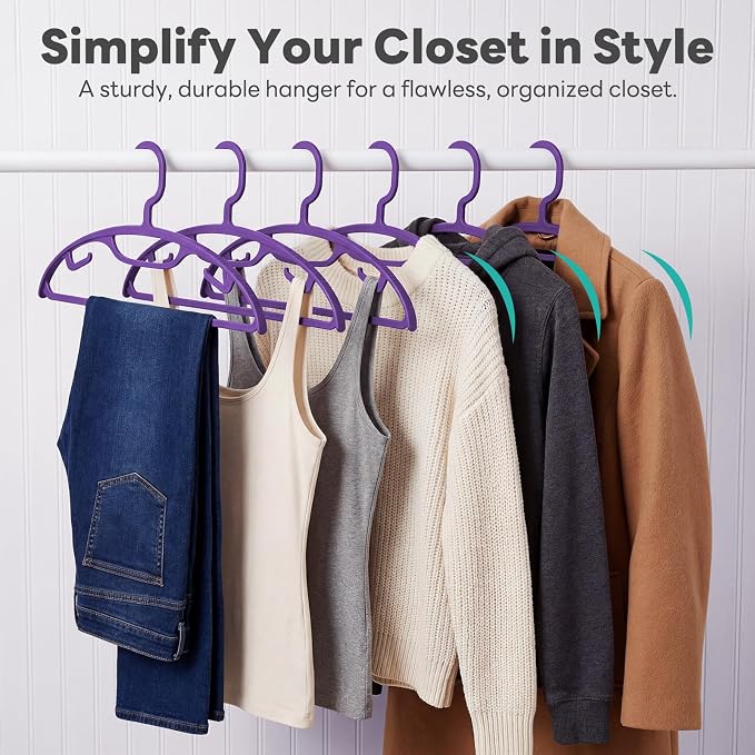 HOUSE DAY Plastic Clothes Hangers 12 Pack, Sweater Hangers No Shoulder Bump - Image 2