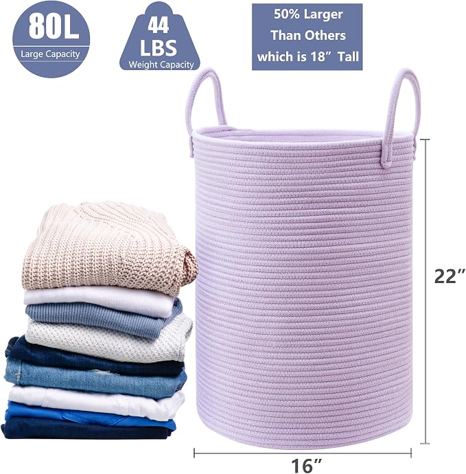 80L Extra Large Purple Hamper Laundry Basket - Image 3