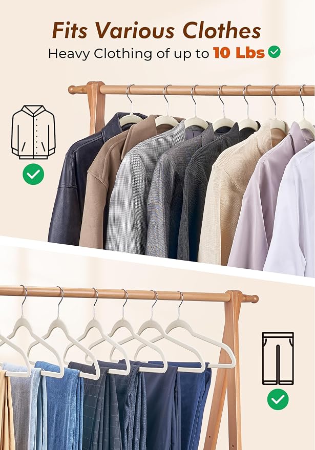 HOUSE DAY Ivory Velvet Hangers 100 Pack - Image 6