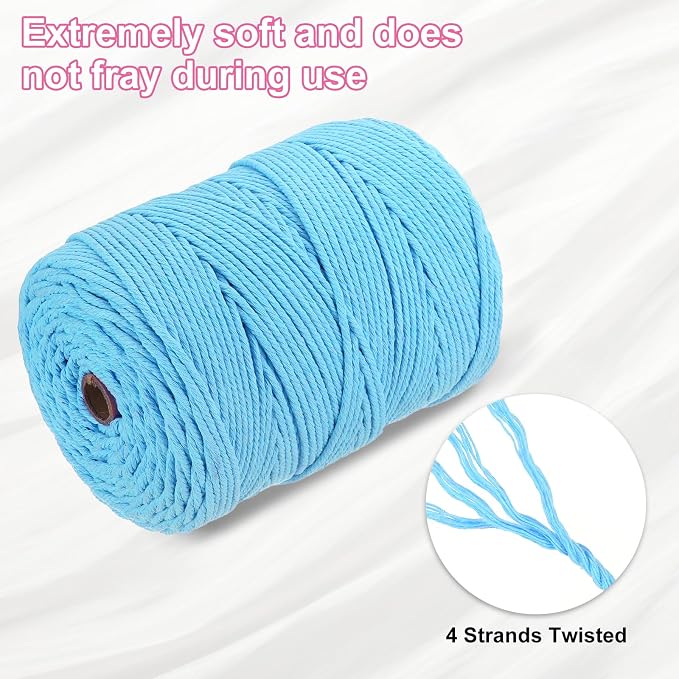 HARFINGTON Natural Macrame Cord 3mm x 328 Yards 4 Strand Twisted Cotton Macrame - Image 3
