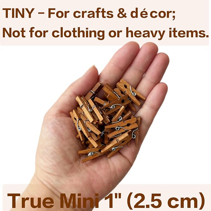 LWR CRAFTS Wooden Mini Clothespins 100 Per Pack 1" 2.5cm - Image 2