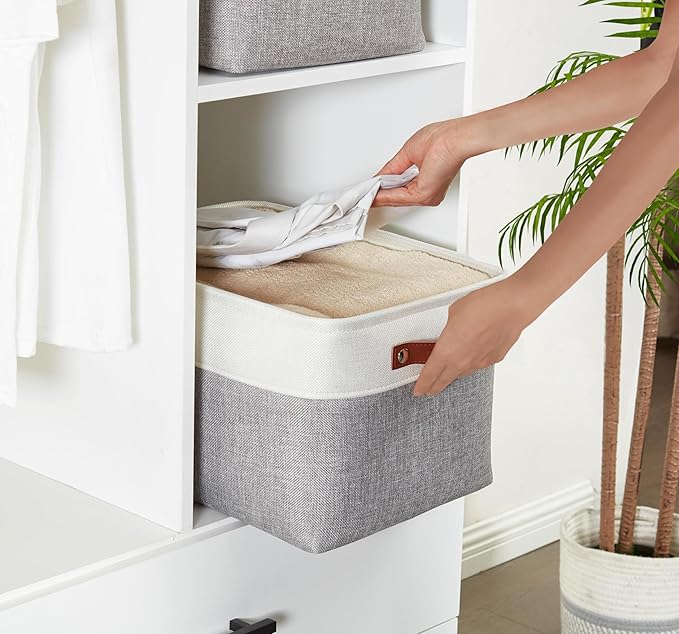 DECOMOMO Fabric Storage Baskets, Linen Closet Organizer Bins - Image 3