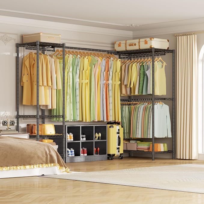 E10L L-Shaped Clothes Rack for Corner（With Expandable Hanger Rod）Heavy Duty - Image 7