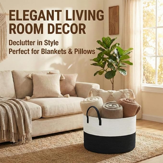 65L Extra Large Blanket Basket for Living Room - Image 2