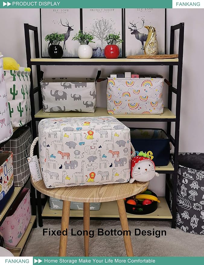 FANKANG Rectangular Fabric Storage Bin Box Laundry Basket, Nursery Storage - Image 5