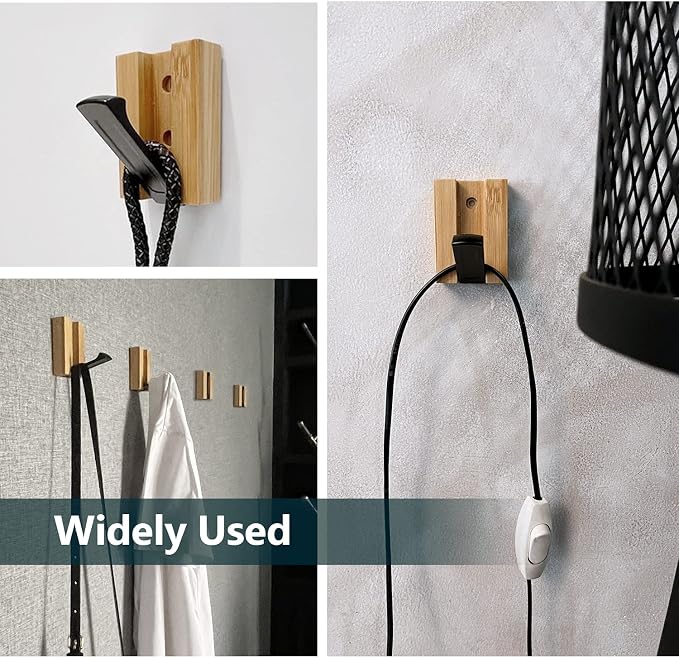 JSVER Wooden Wall Hooks Wall Mounted Wall Hooks, Single Organizer Hook Rack - Image 4