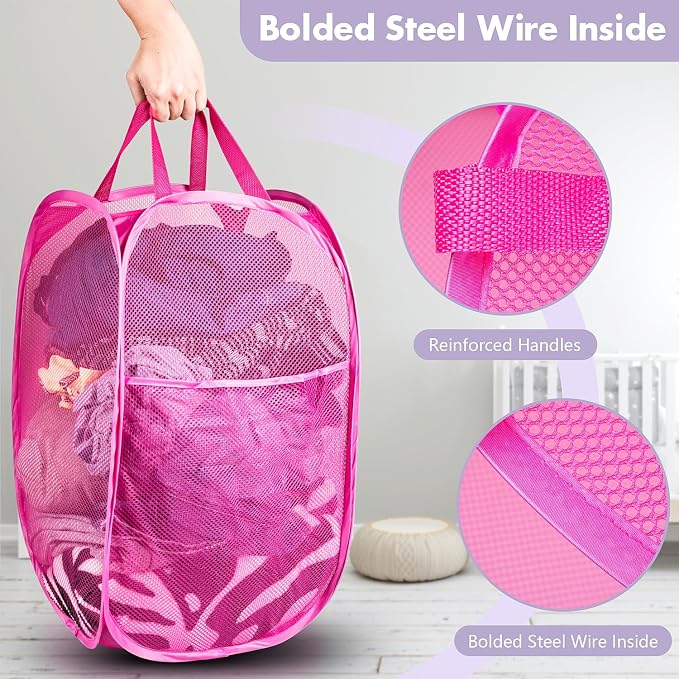 DUCOO Pop Up Hamper, Foldable Mesh Laundry Basket - Image 3