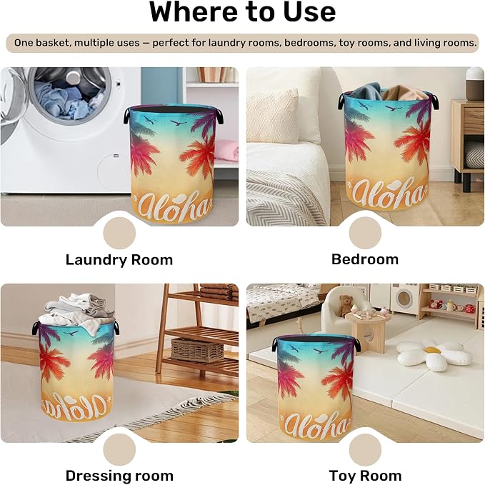 Hawaiian Sunset Foldable Canvas Laundry Basket - Image 4