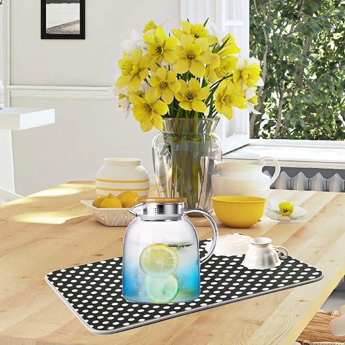 Sweet Cute Polka Dot Absorbent Dish Drying Mat, 16 Inch x 18 Inch Microfiber - Image 6
