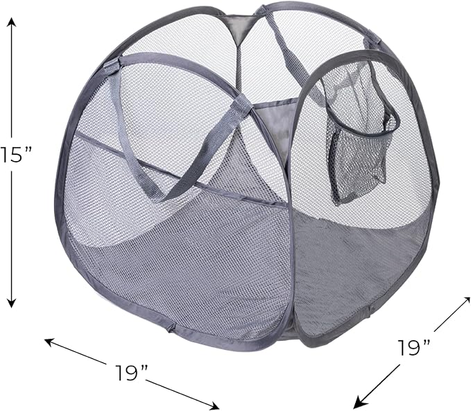 Smart Design Deluxe Mesh Laundry Pop Up Hamper Combo w/ Rectangle & Square - Image 5