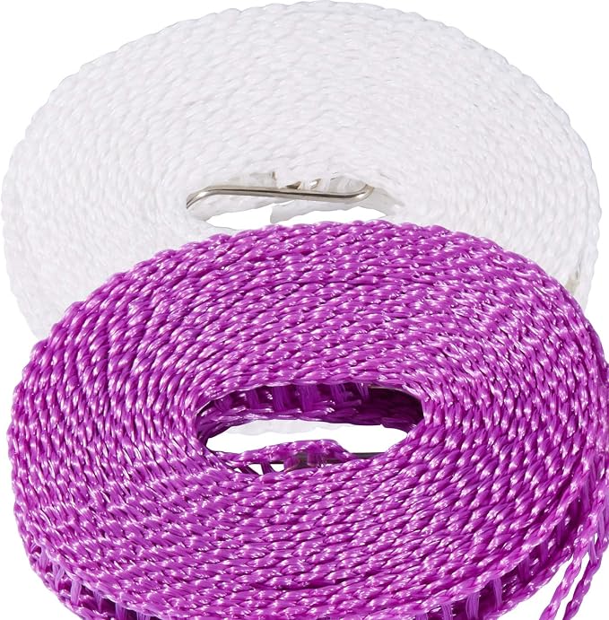 2 Pack Clotheslines 1.64ft Length Camping 5m Clothesline White Purple Drying - Image 3