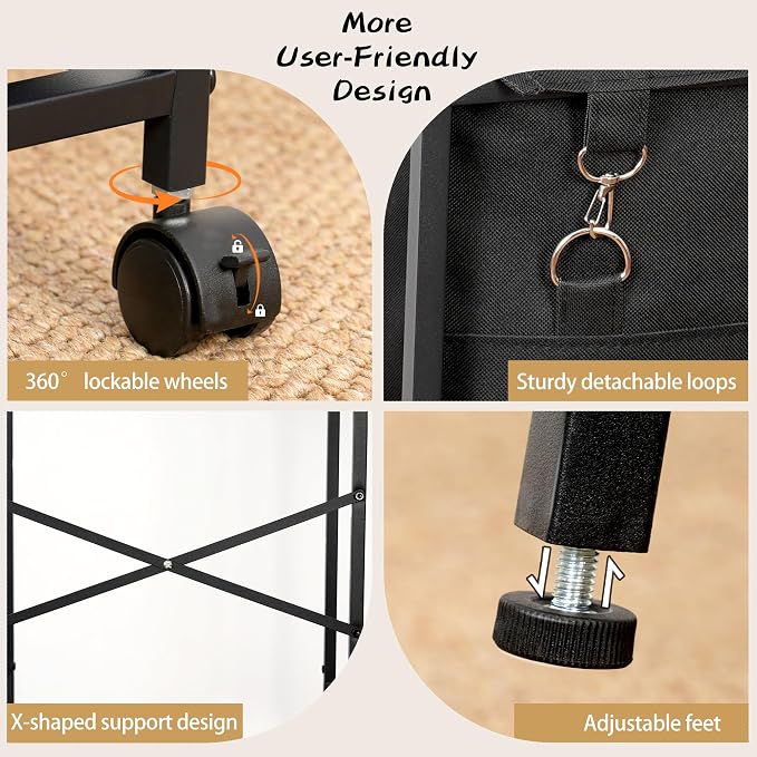 Coat Rack with Laundry Basket, Laundry Hamper Freestanding Hall Tree, Clothes - Image 7