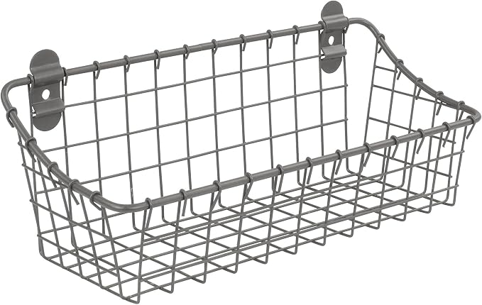 Spectrum Small Wire Wall Basket Industrial Gray Rustic Wall Bin, Vintage Wire by Spectrum