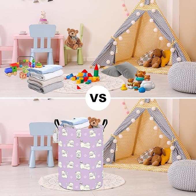 FANKANG Storage Basket, Nursery Hamper Canvas Laundry Basket Foldable - Image 6