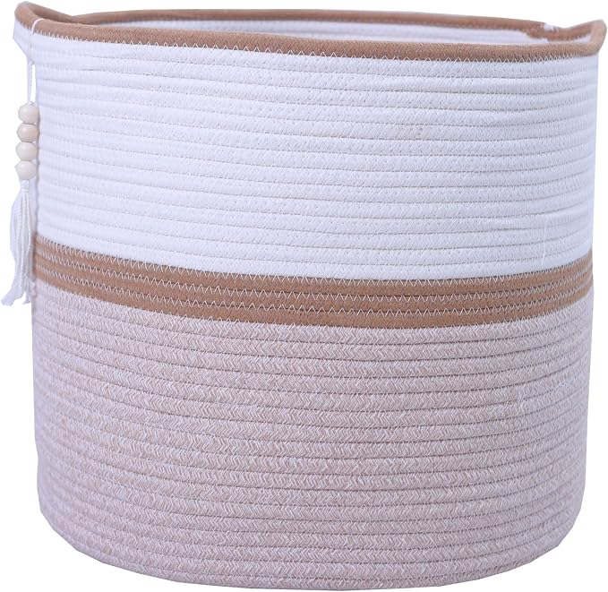 Large Woven Rope Laundry Hamper, Cotton Rope Storage Basket by HXYUANDAHOMEDECORATION
