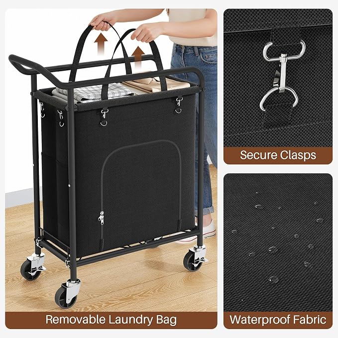 Laundry Basket with Wheels, 150L Large Rolling Laundry Hamper, Heavy-Duty - Image 6