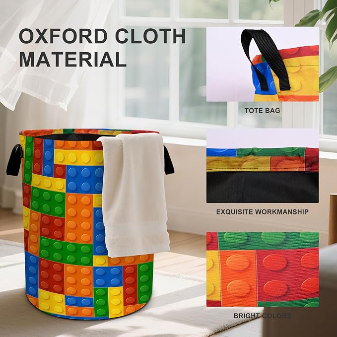 Colorful Building Blocks Laundry Basket Laundry Hamper - Image 2