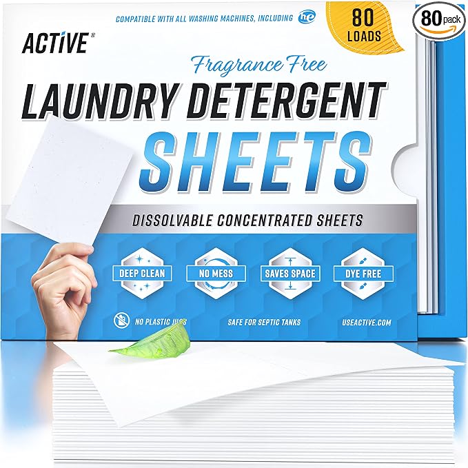 ACTIVE Laundry Detergent Sheets Eco Washing Strips by ACTIVE