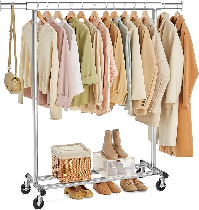 SONGMICS Clothes Rack with Wheels, Heavy-Duty Clothing Rack by SONGMICSbySONGMICSHOME