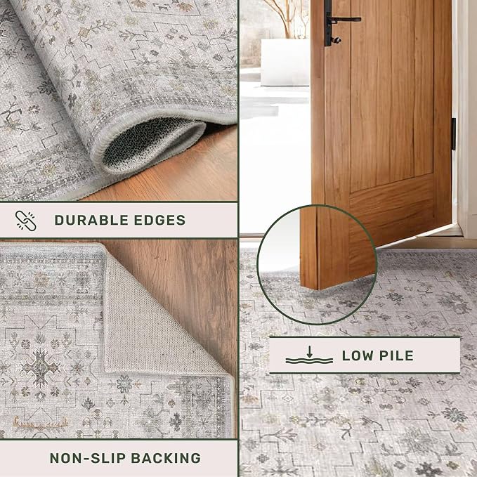Boho Light Grey Living Room Rug 7x9 - Image 5