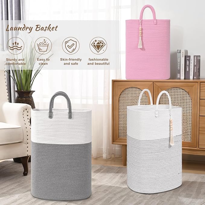 Woven Laundry Basket for Clothes, 100L Large Rectangle Laundry Hampers - Image 7