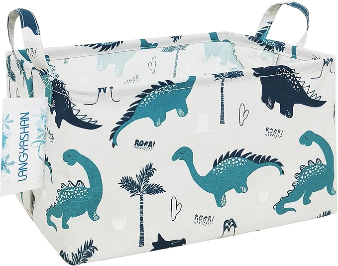 LANGYASHAN Rectangular Storage Bin Collapse Canvas Fabric Cartoon Storage Basket by LANGYASHAN