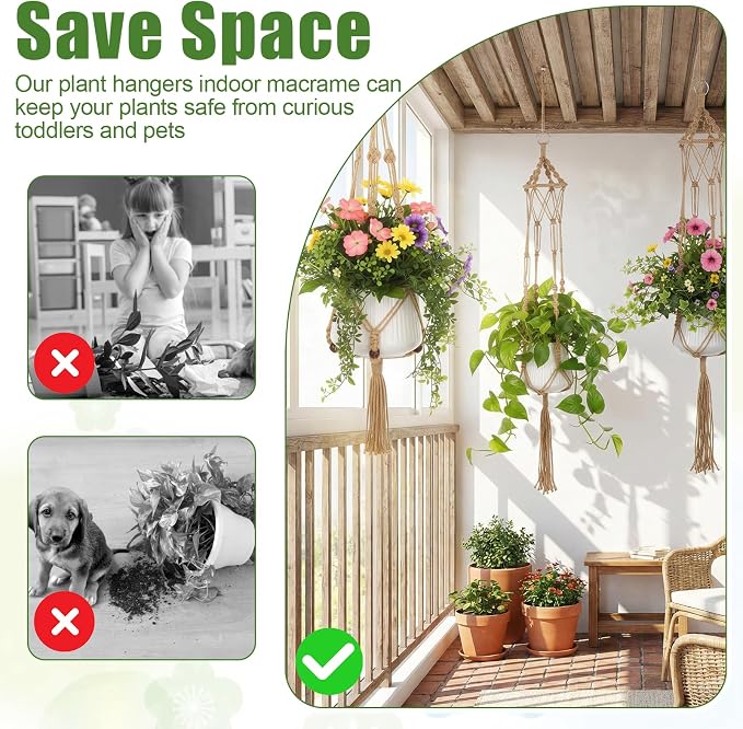 12 Pcs Macrame Plant Hangers, Macrame Hanging Planters - Image 5