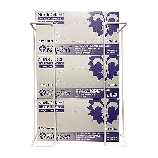 1 Each | Disposable Glove or Tissue Box Holder, TRIPLE Glove Rack, Wall Mounted by KingSeal