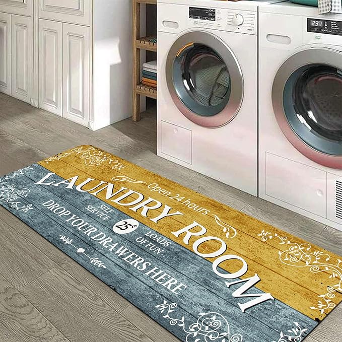 Lahome Remi Farmhouse Laundry Room Rug Runner 20"x59" Laundry Rugs and Mats by Lahome