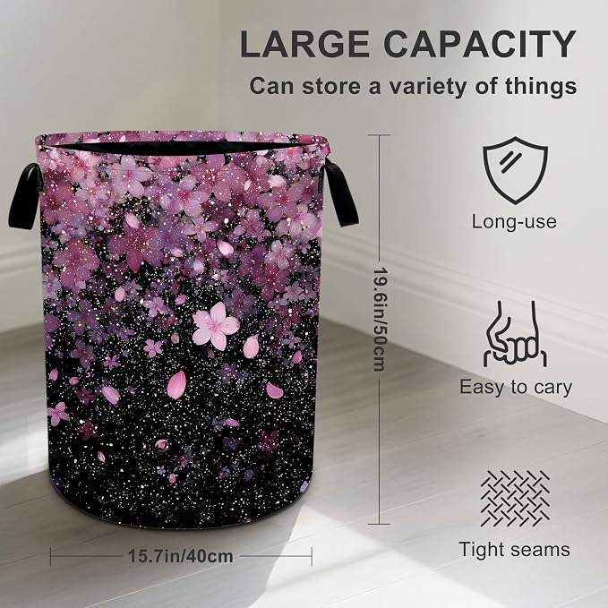 Cherry Blossoms Laundry Basket Storage Bin Foldable Laundry Hamper Clothes - Image 3