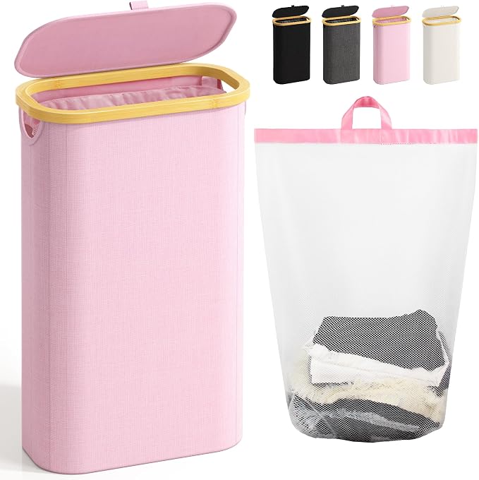 75L Slim Laundry Hamper with Lid, Dirty Clothes Hampers by Bathola