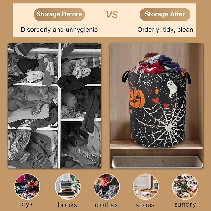 Halloween Laundry Basket Pumpkin Collapsible Hamper - Image 5