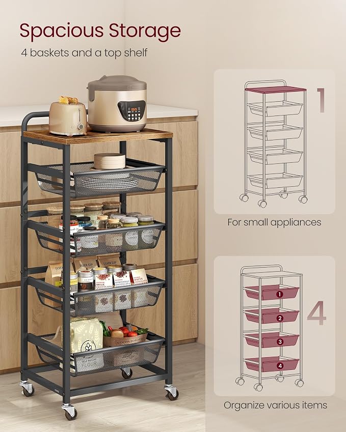 VASAGLE Storage Rolling Cart - Image 4