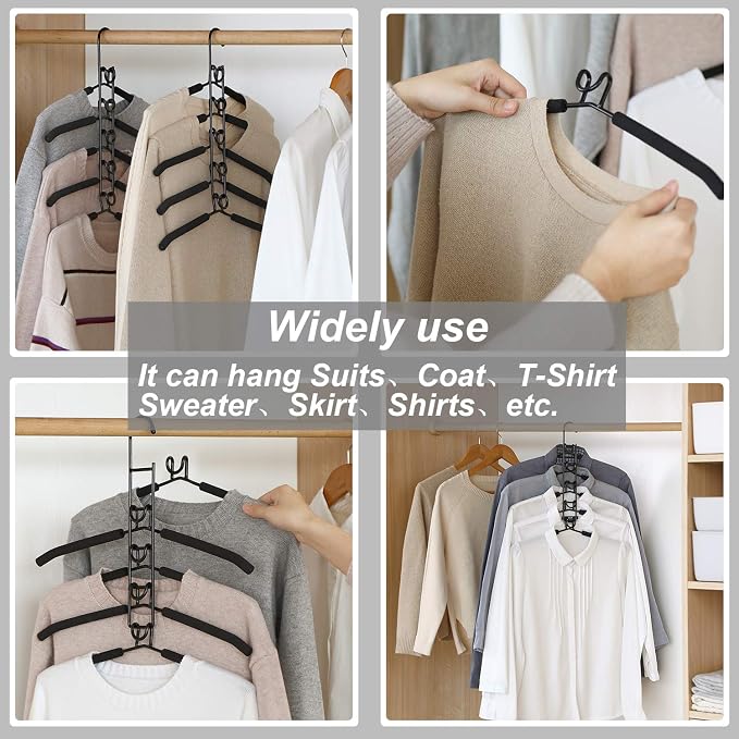 Clothes Hangers Space Saving: 4 Pack 5 in 1 Multi Layer Metal Hanger Racks - Image 4