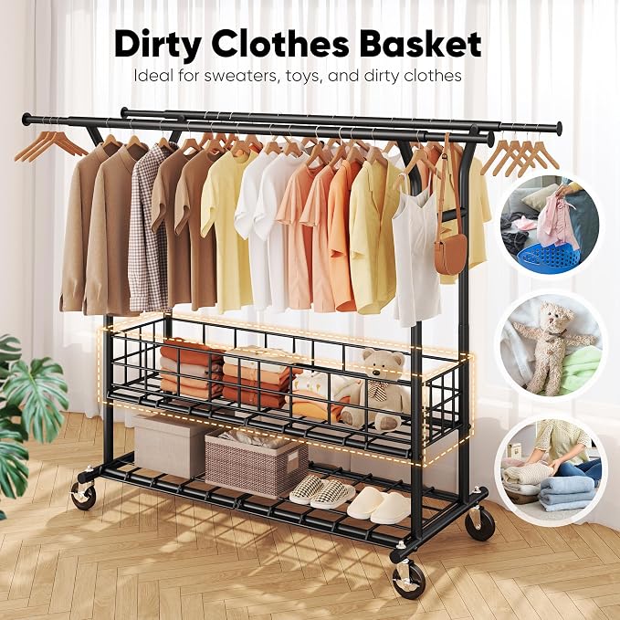 HOKEEPER Heavy Duty Clothes Rack Load 635 LBS, Clothing Rack - Image 4