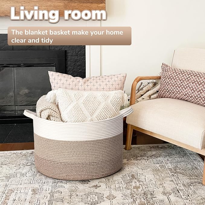 Goodpick Large Laundry Basket, Woven Rope Storage Basket - Image 2