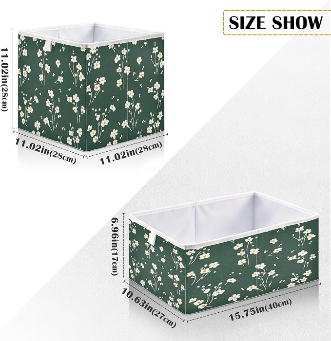 senya Large Storage Bins Small White Flower Collapsible Foldable Storage Cubes - Image 3