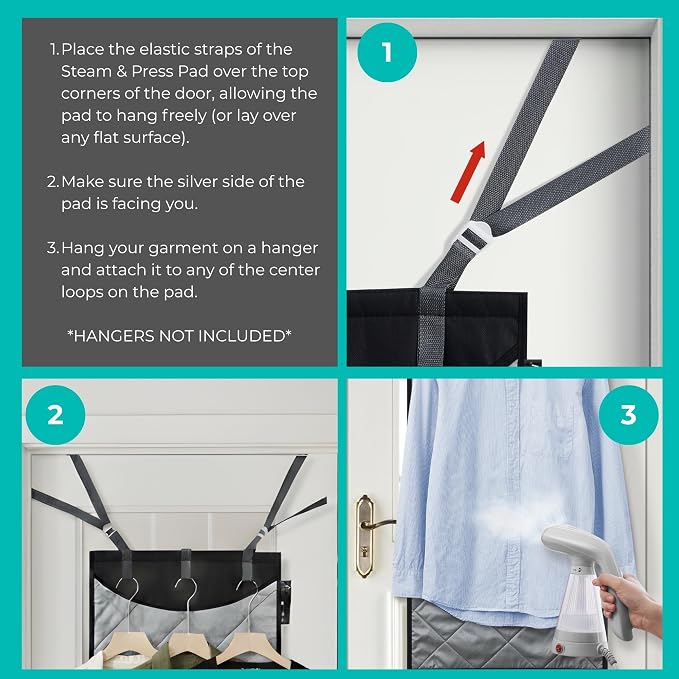 True & Tidy XL Over The Door Protective Clothes Steamer Pad, Ironing and Press - Image 3