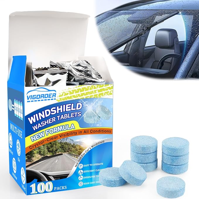 100 Pieces Windshield Washer Tablets, 1 Piece Makes 1 Gallon Windshield Washer by Vigorder