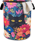 Black Cat Floral Laundry Basket Foldable Oxford Cloth Tote Bag Laundry Hamper by bassyilCustomizedforlife