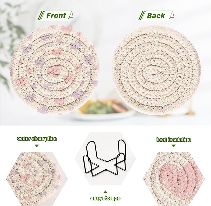 Lavender Hearts Coasters Set of 6 - Image 4