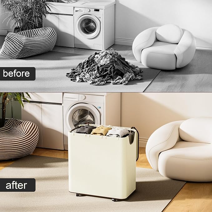 LAMU 160L Laundry Basket with Wheels, Rolling Laundry hamper with Lid and 3 - Image 8