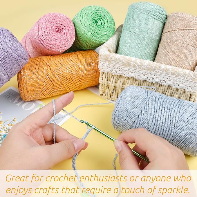 Sparkle Macrame Cord 1.5mm x 306 Yards Cotton Glitter Yarn - Image 4