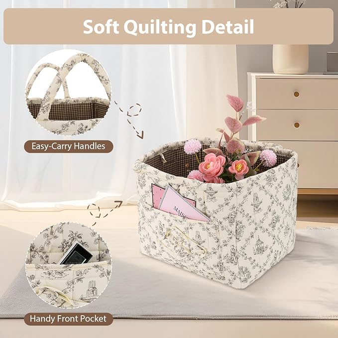 Storage Basket Boho Fabric Large Collapsible Floral Laundry Nursery Hamper - Image 5