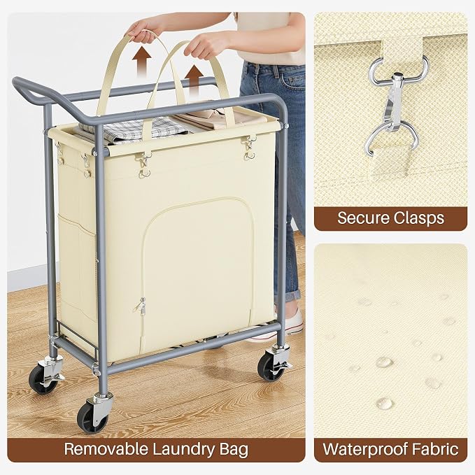 Laundry Basket with Wheels, 150L Large Rolling Laundry Hamper, Heavy-Duty - Image 6
