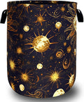 Golden Sun Pattern Laundry Basket Galaxy Funny Laundry Hamper Foldable Oxford by SELIONLIKN