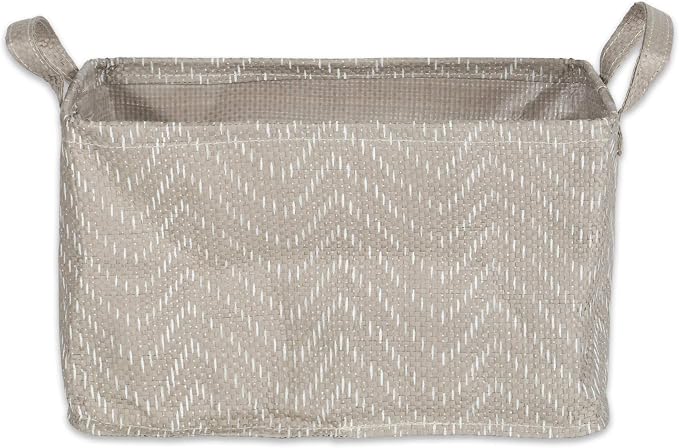 DII Collapsible Waterproof Chevron Laundry, Small Rectangle, Stone/Cream - Image 3