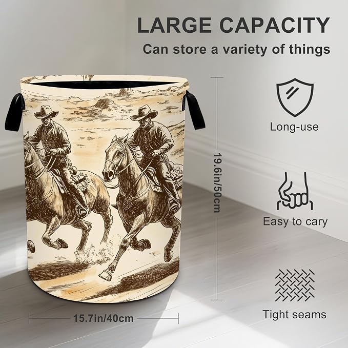 Western Laundry Basket Storage Bin Foldable Laundry Hamper Clothes Storage - Image 4